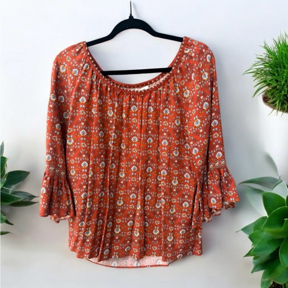 Max Studio Boho Bell Sleeve Blouse Medium